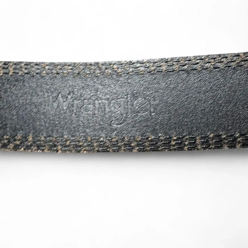 Wrangler Men’s Black Genuine Leather Belt Size 42 | 48” Length | 1.5” Width | Si